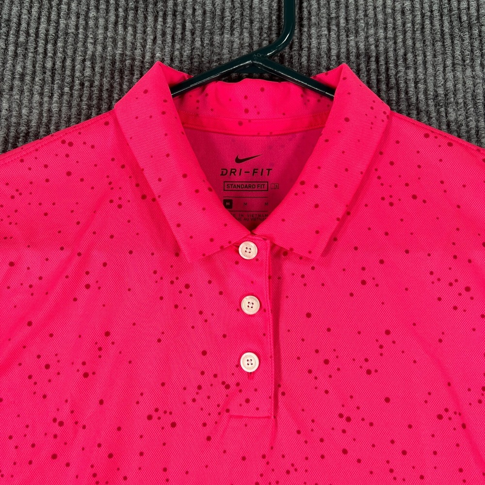 Nike Womens Shirt Polo Medium Pink Short Sleeve Golf Standard Lookout Mountain